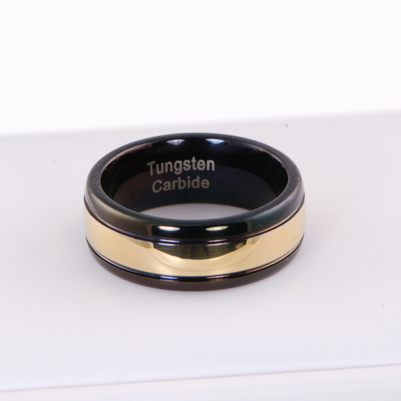 8mm 2 Tone Tungsten Mens Wedding Band Ring - Picture 3 of 3